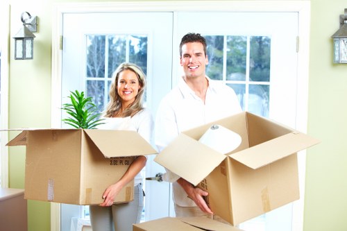 Packed moving boxes ready for house removals in Ruislip